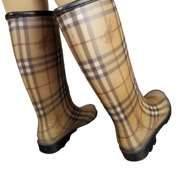 Burberry Haymarket Check Pattern Rubber Rain Boots size 9.5 womens - Picture 2 of 12